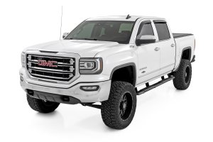 GMC Sierra 1500 Running Boards - Rough Country - TR2, Aluminum, 5-inch Wide, Black Powder Coat, Full-Length - Black - '07-'19